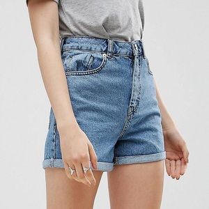 Asos high waist denim jean shorts